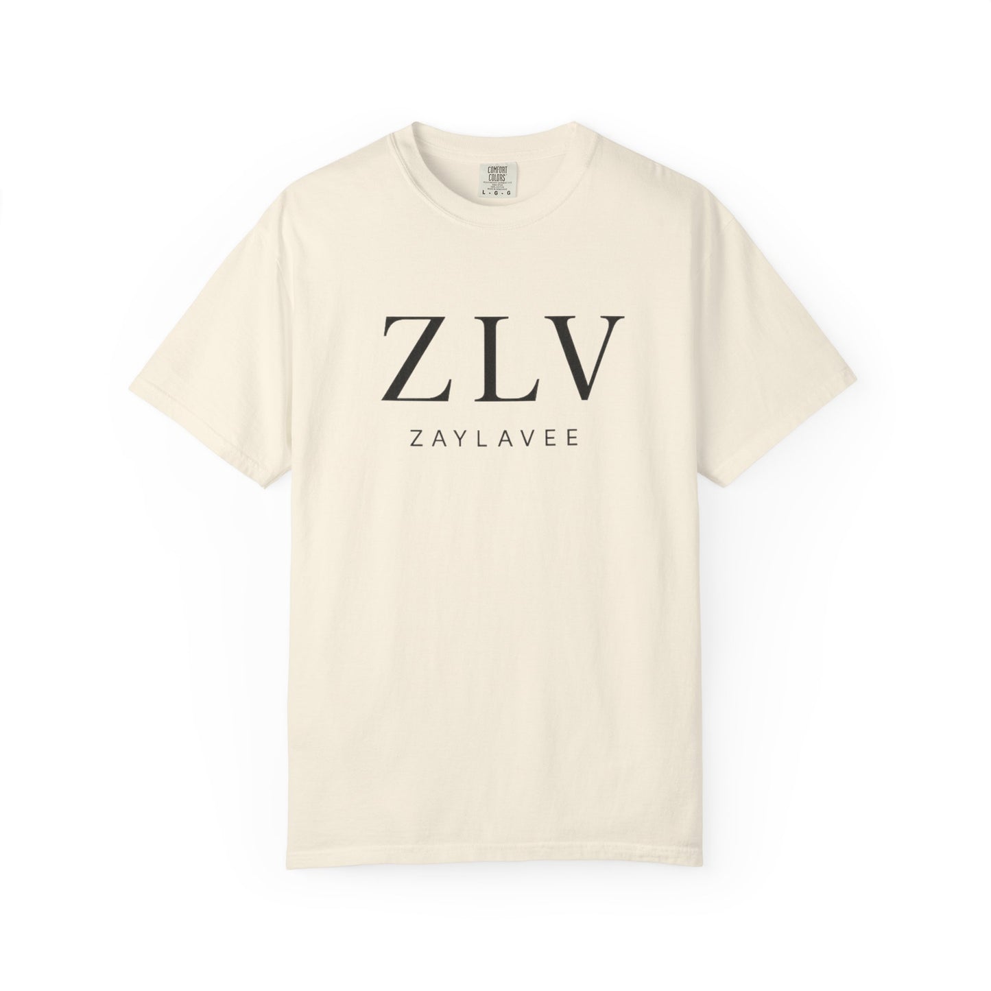 ZLV minimalist wordmark logo garment-dyed t-shirt, view 3