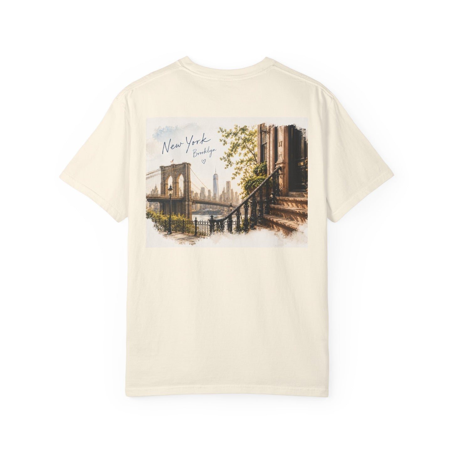 New York – Brooklyn Morning T-Shirt | Vintage Brooklyn Bridge Travel Tee