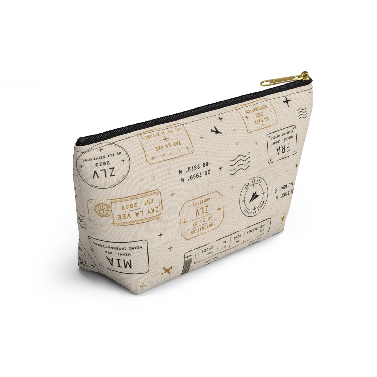 Passport Stamp Travel Pouch – T-Bottom Toiletry & Makeup Organizer
