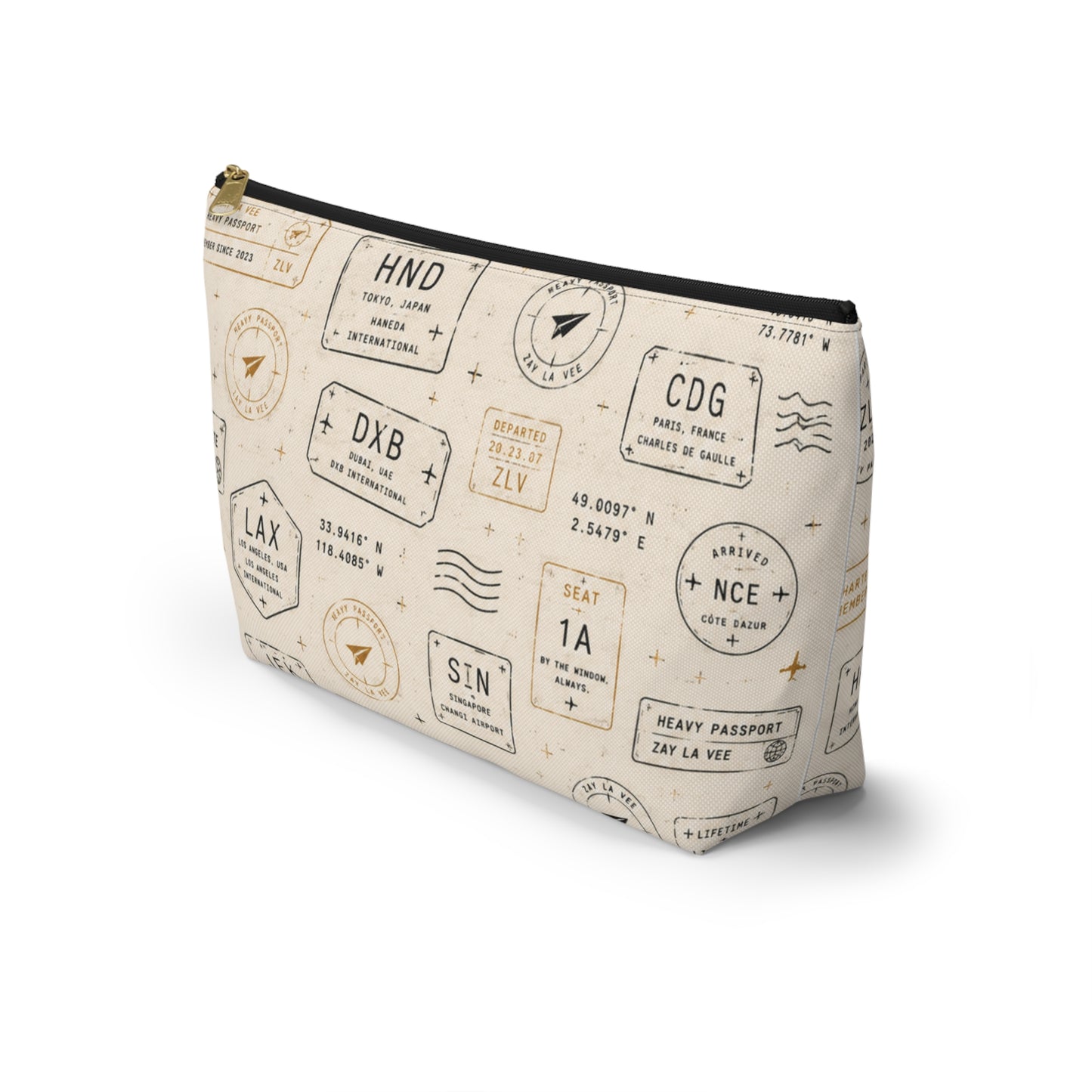 Travel Passport Stamp Accessory Pouch — T‑Bottom Cosmetic Bag