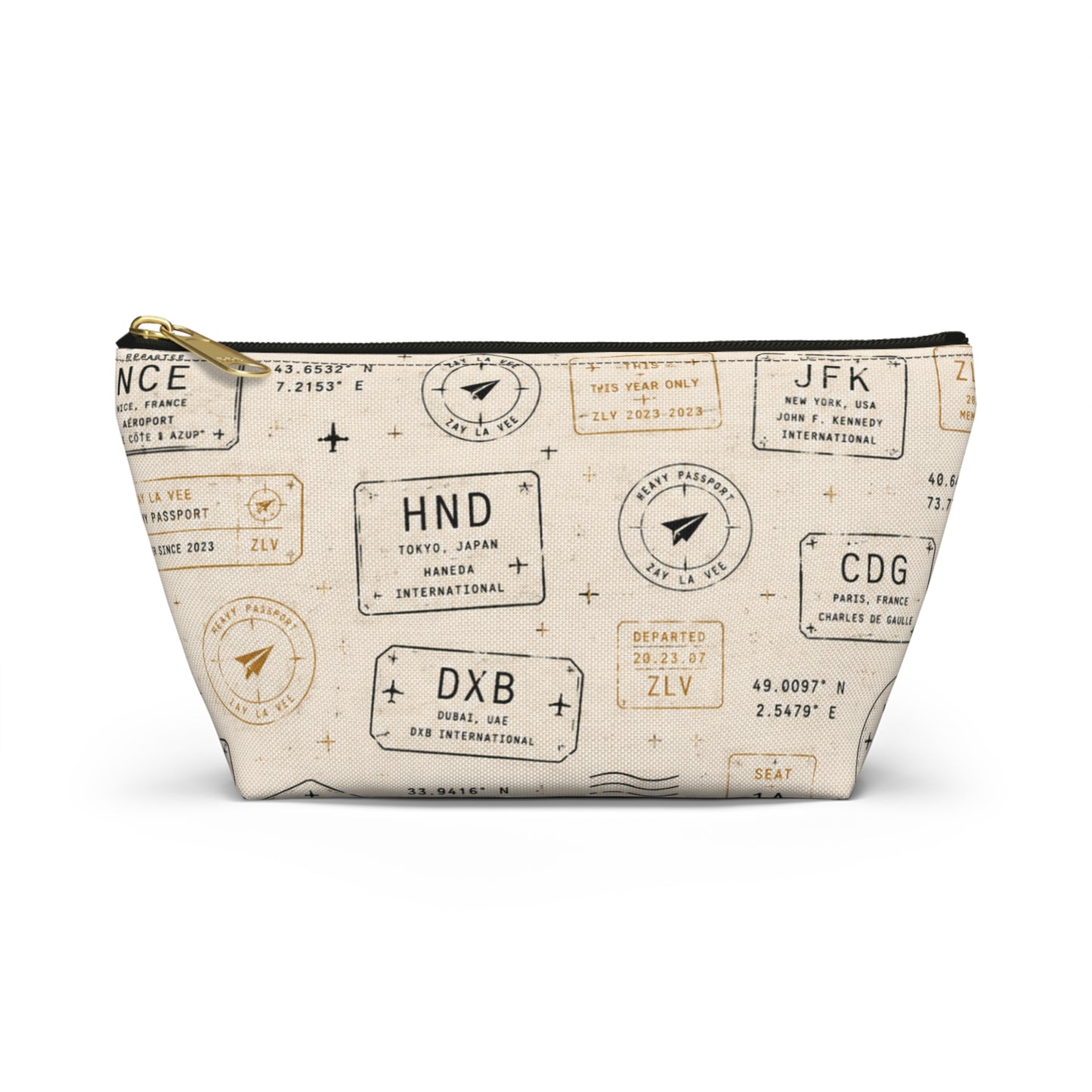 Passport Stamp Travel Pouch – T-Bottom Toiletry & Makeup Organizer