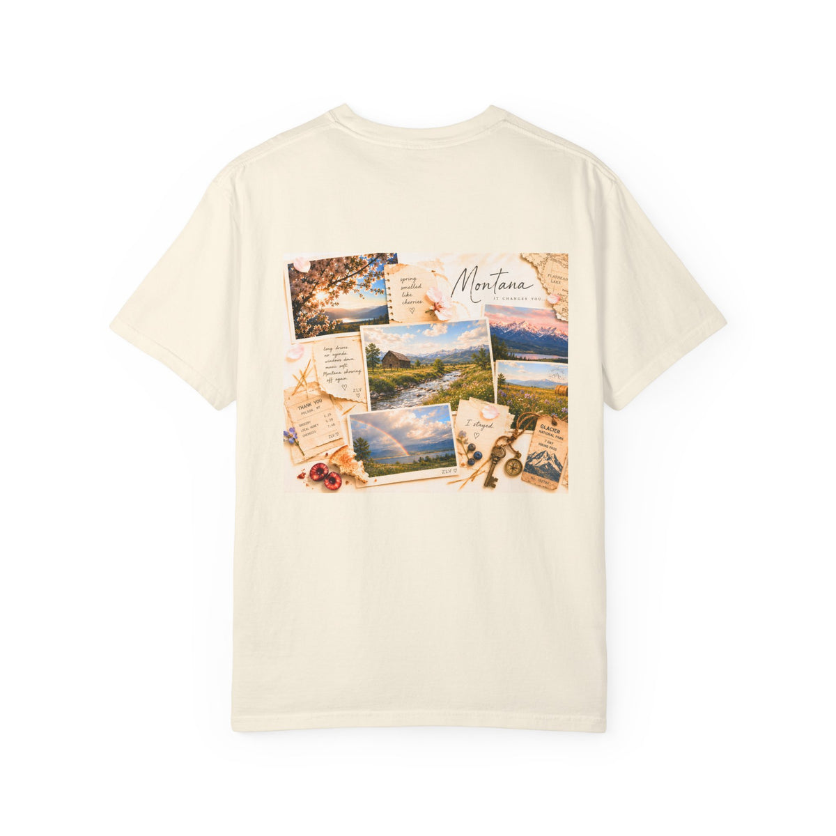 Montana travel collage t-shirt, folded product view
