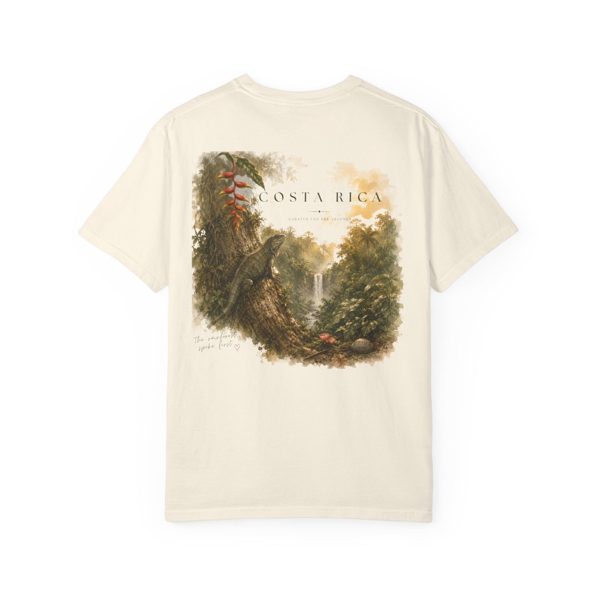 Costa Rica rainforest waterfall graphic t-shirt, view 5