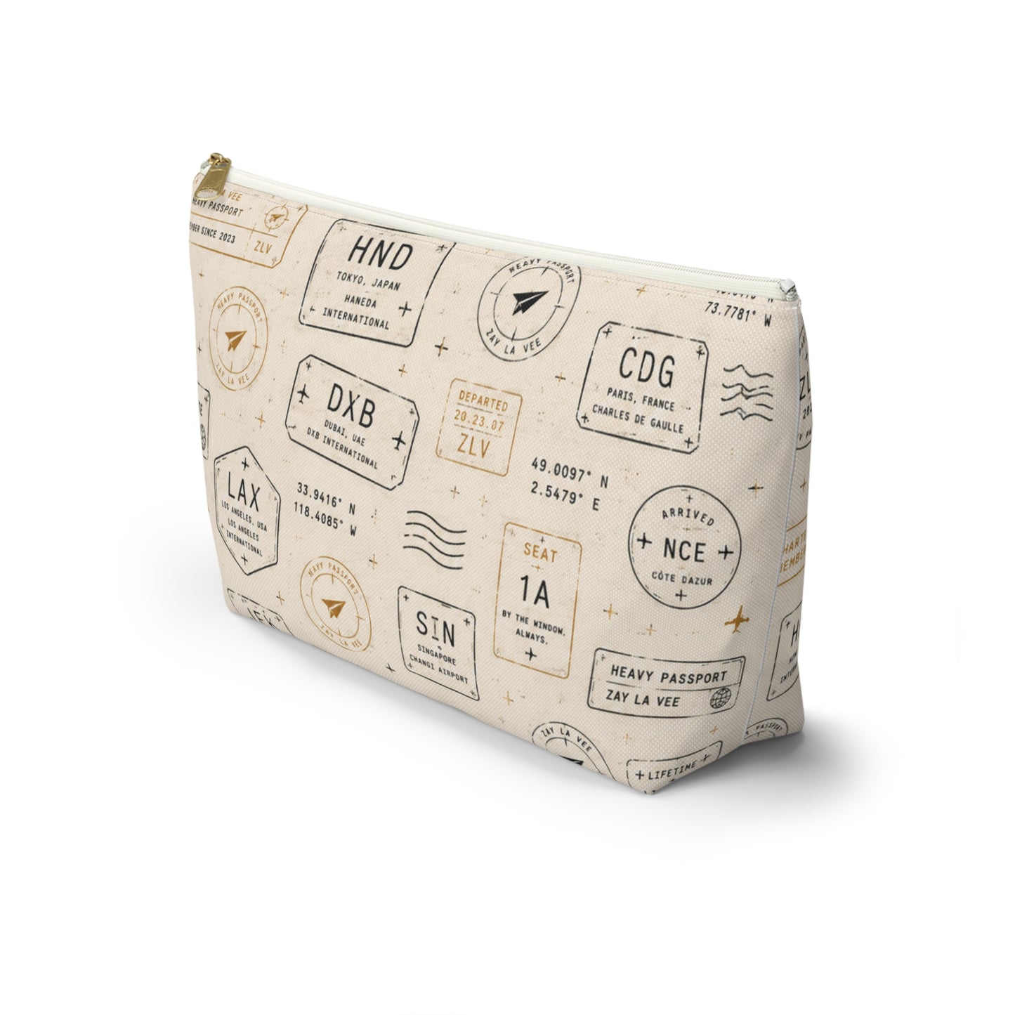 Travel Passport Stamp Accessory Pouch — T‑Bottom Cosmetic Bag