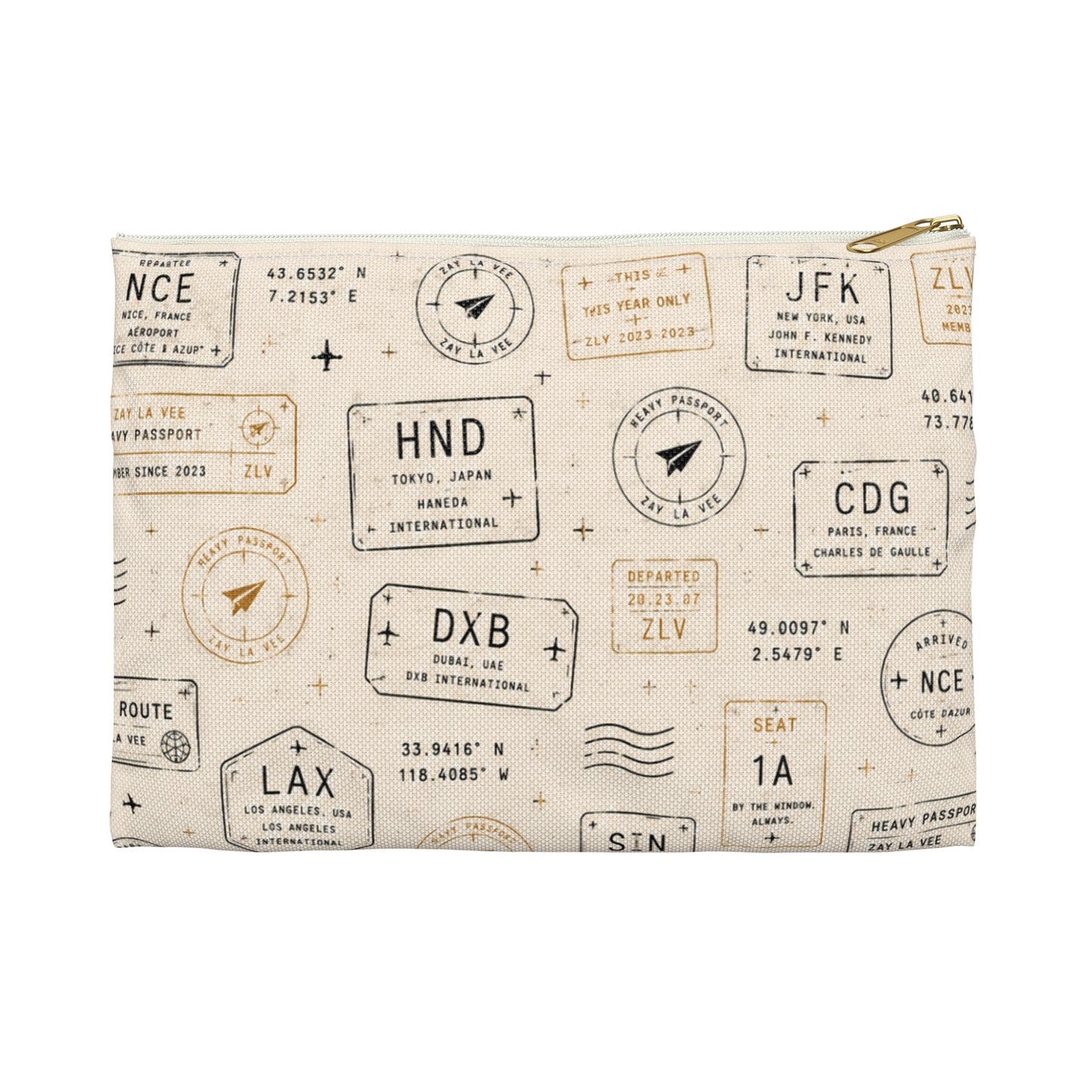 Passport Stamp Travel Pouch – Vintage Boarding Pass Accessory Bag