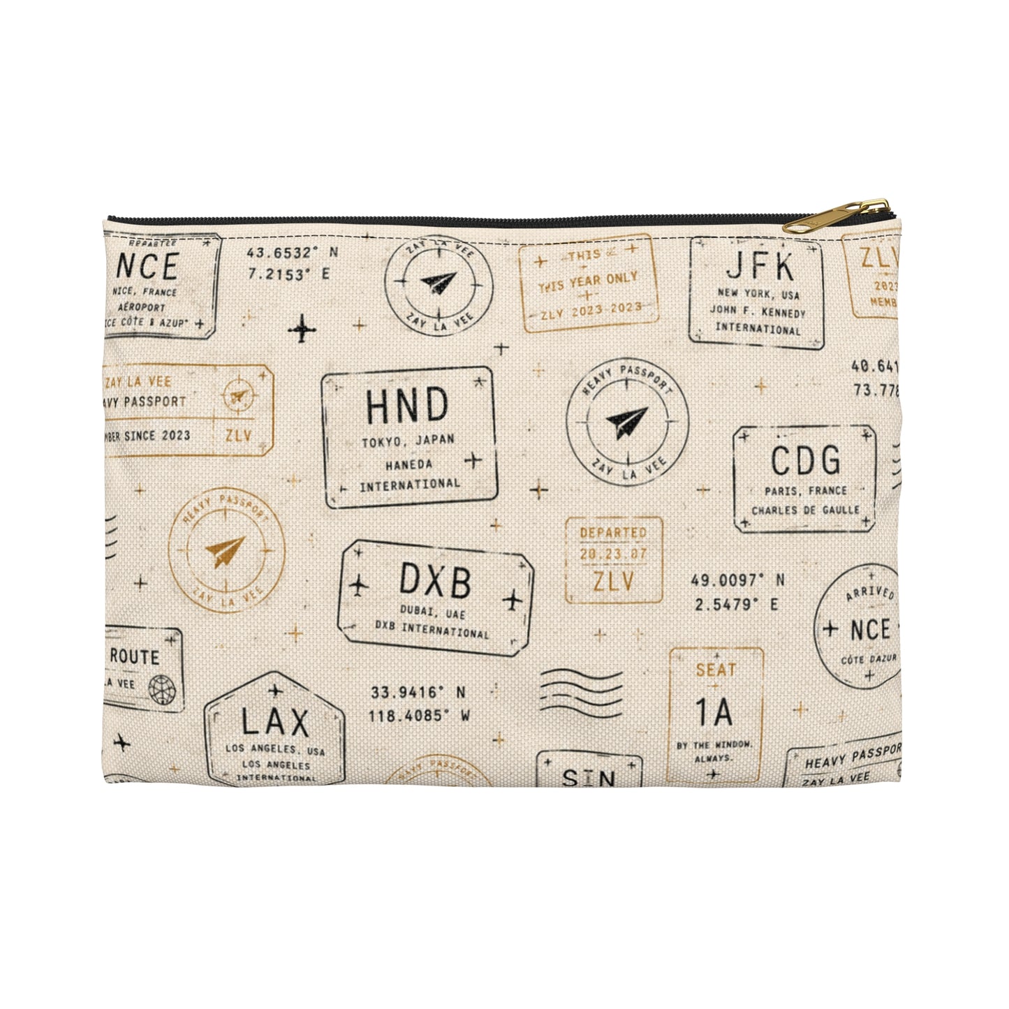 Passport Stamp Travel Pouch – Vintage Boarding Pass Accessory Bag