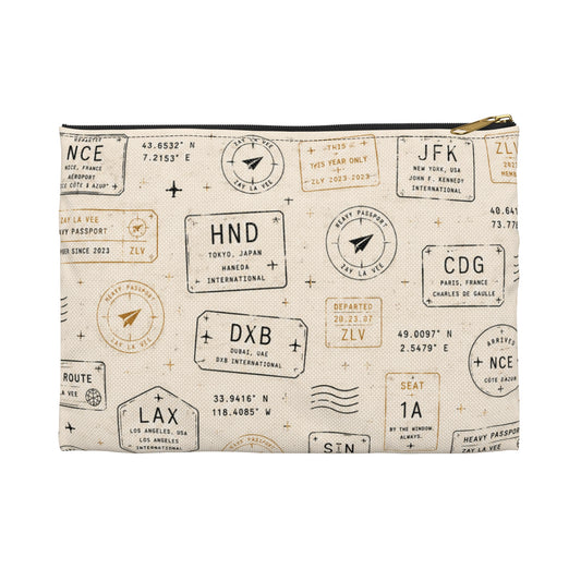 Passport Stamp Travel Pouch – Vintage Boarding Pass Accessory Bag