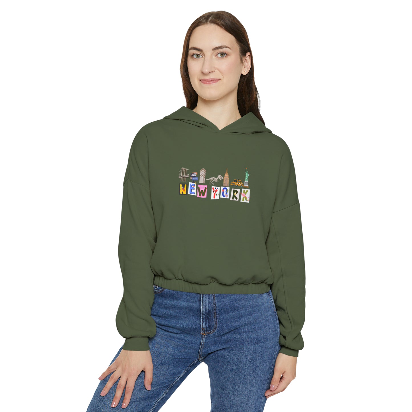 New York Iconic Symbols- Women's Cinched Hoodie