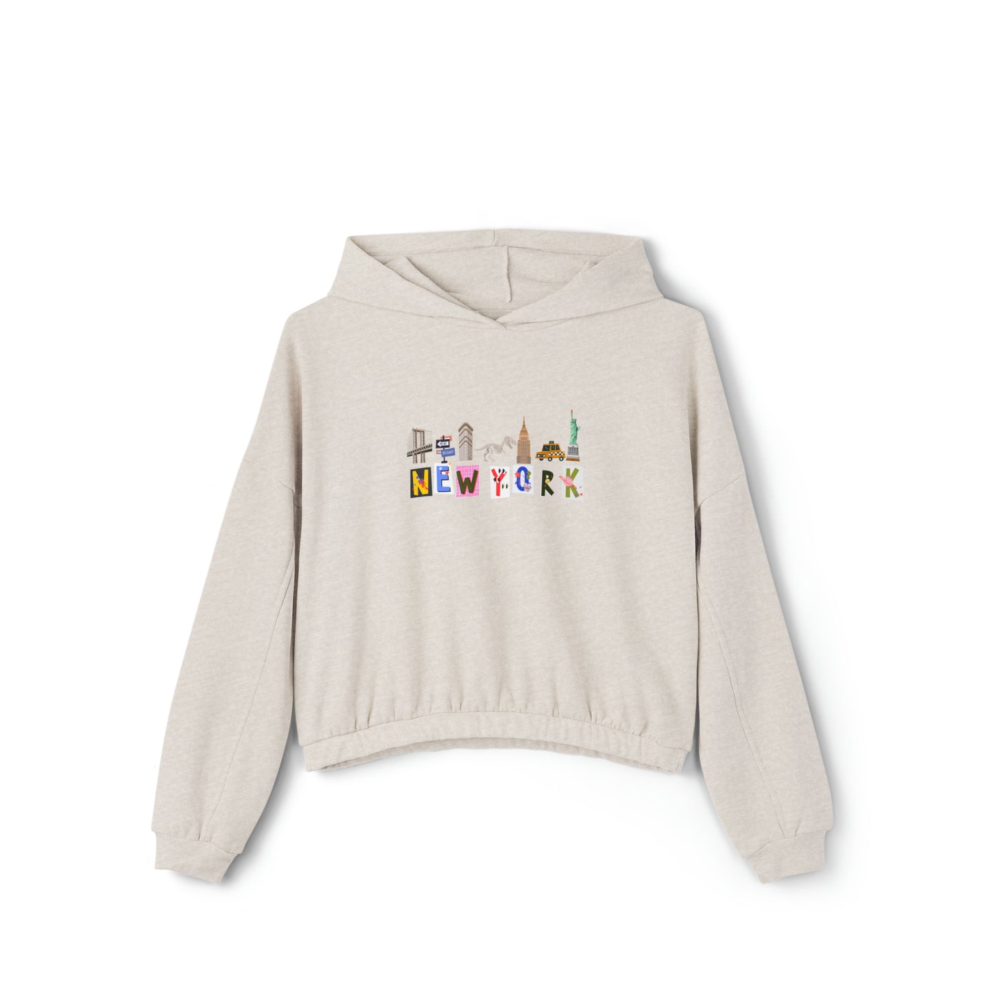 New York Iconic Symbols- Women's Cinched Hoodie