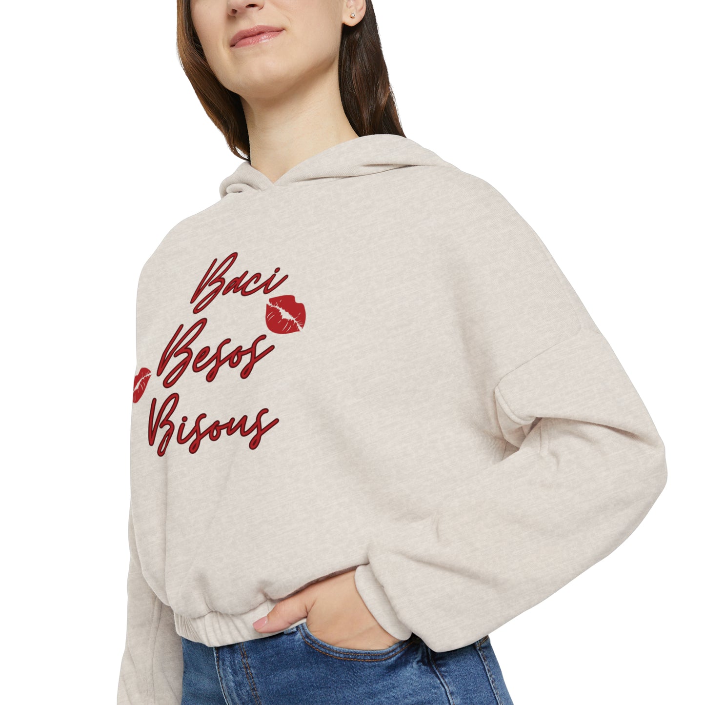 Baci Besos Bisous- Women's Cinched Hoodie