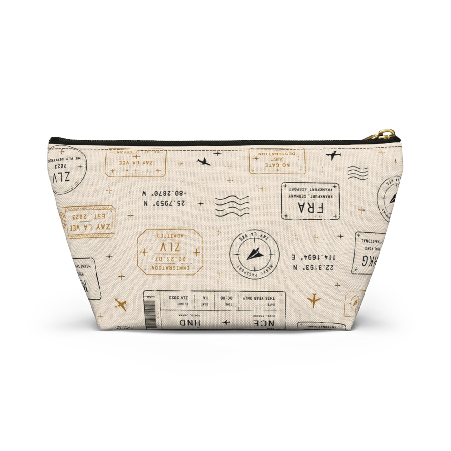 Passport Stamp Travel Pouch – T-Bottom Toiletry & Makeup Organizer