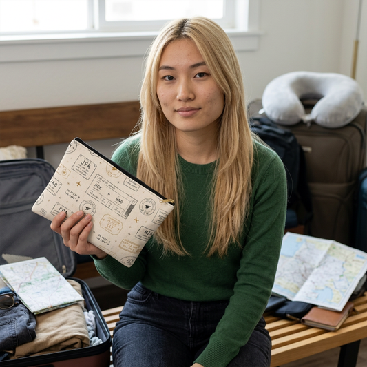Passport Stamp Travel Pouch – Vintage Boarding Pass Organizer