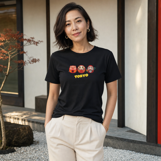 Tokyo Daruma Doll graphic women's t-shirt
