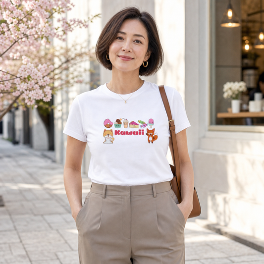 Japan kawaii characters graphic women's t-shirt
