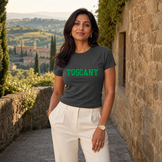 Italy Tuscany block-font graphic women's t-shirt