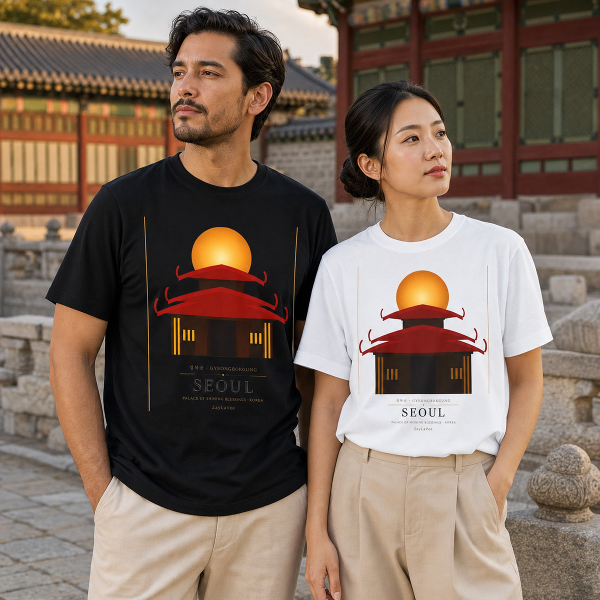 Seoul pagoda sunset destination graphic t-shirt