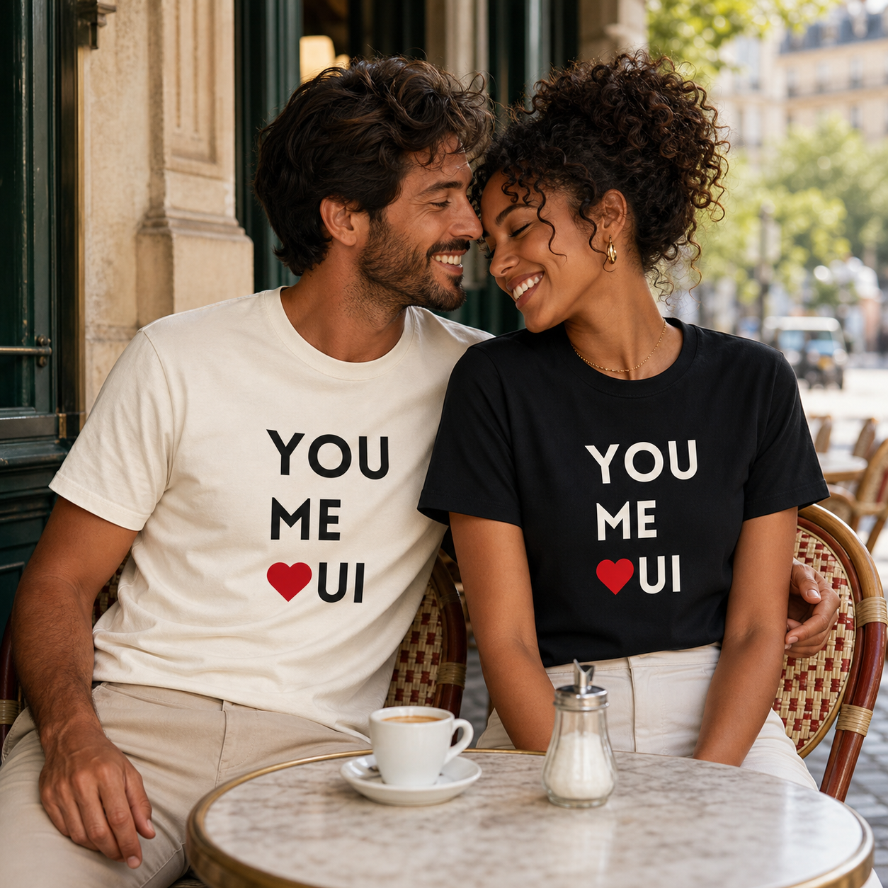You + Me Oui graphic t-shirt, playful French-inspired design