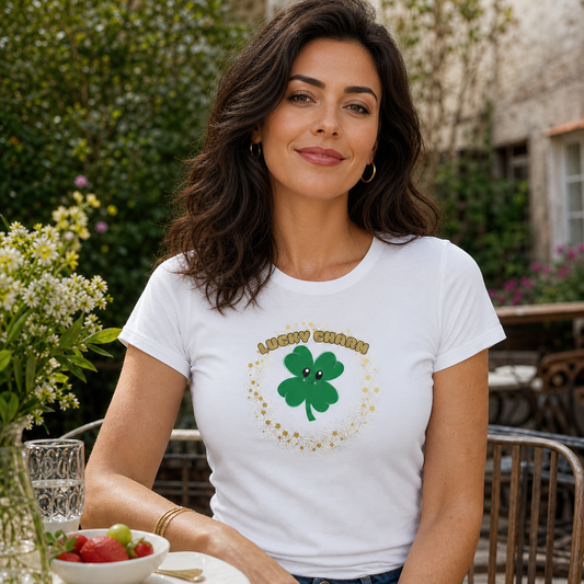Lucky Charm kawaii shamrock graphic women's St. Patrick's Day t-shirt