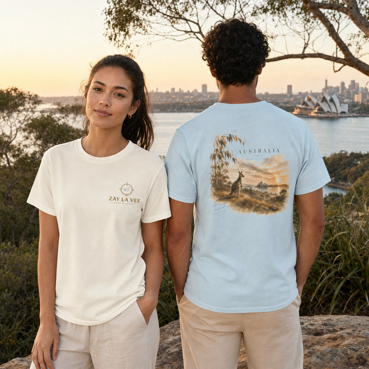 Australia Kangaroo Scenic vintage outback graphic t-shirt, ivory