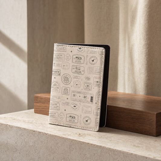 Zay La Vee passport cover in vintage stamp print