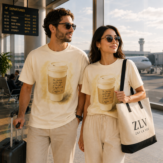 The Journey Begins with Coffee - T-Shirt
