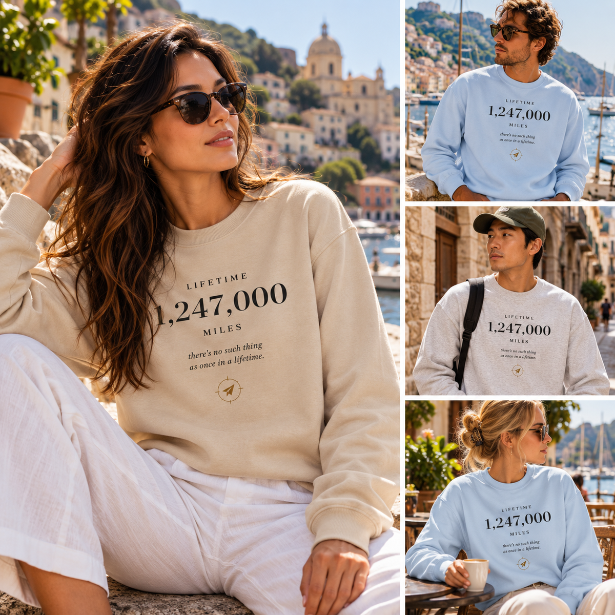 1,247,000 Miles frequent flyer crewneck sweatshirt by Zay La Vee