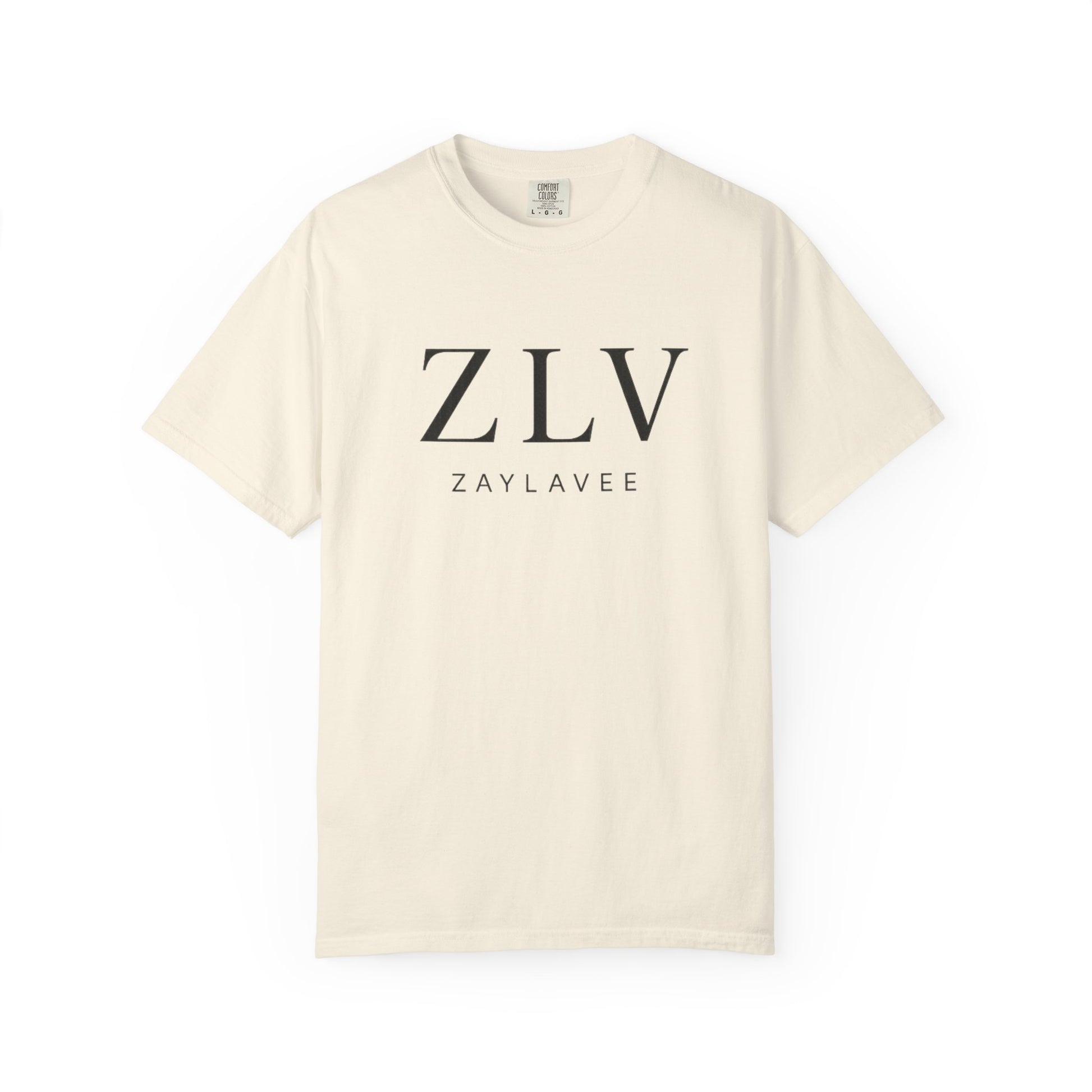 ZLV minimalist wordmark logo garment-dyed t-shirt, view 3