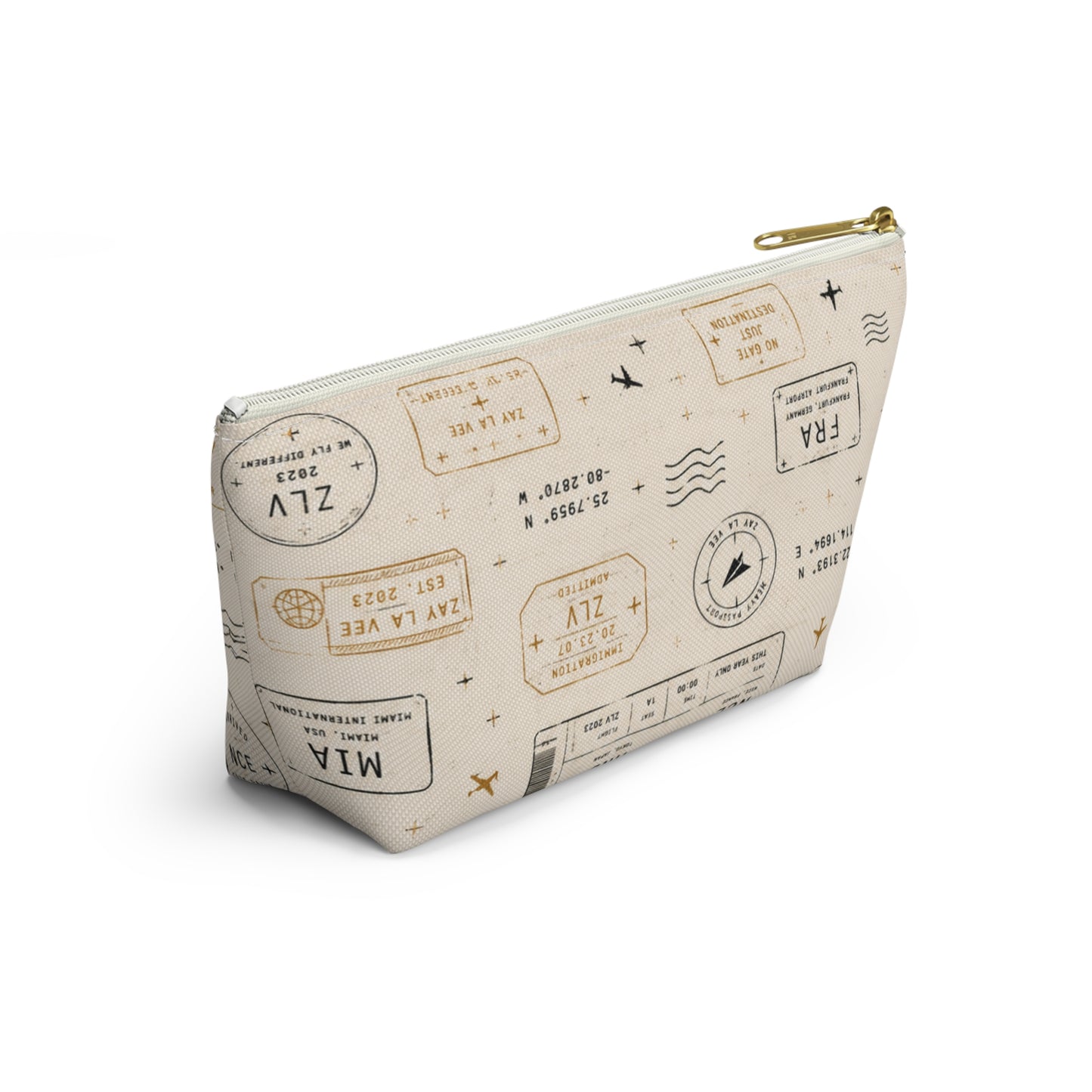 Passport Stamp Travel Pouch – T-Bottom Toiletry & Makeup Organizer