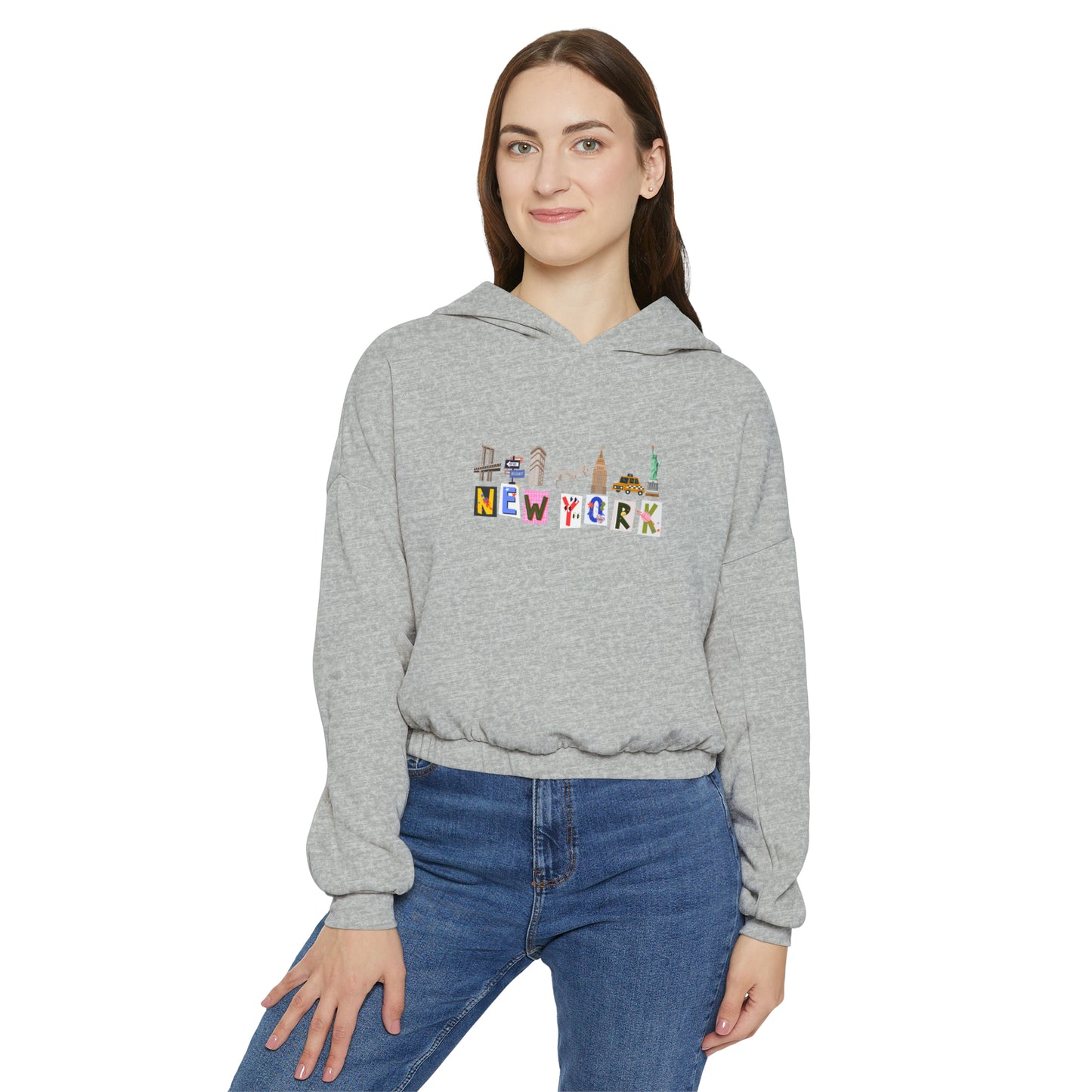 New York Iconic Symbols- Women's Cinched Hoodie