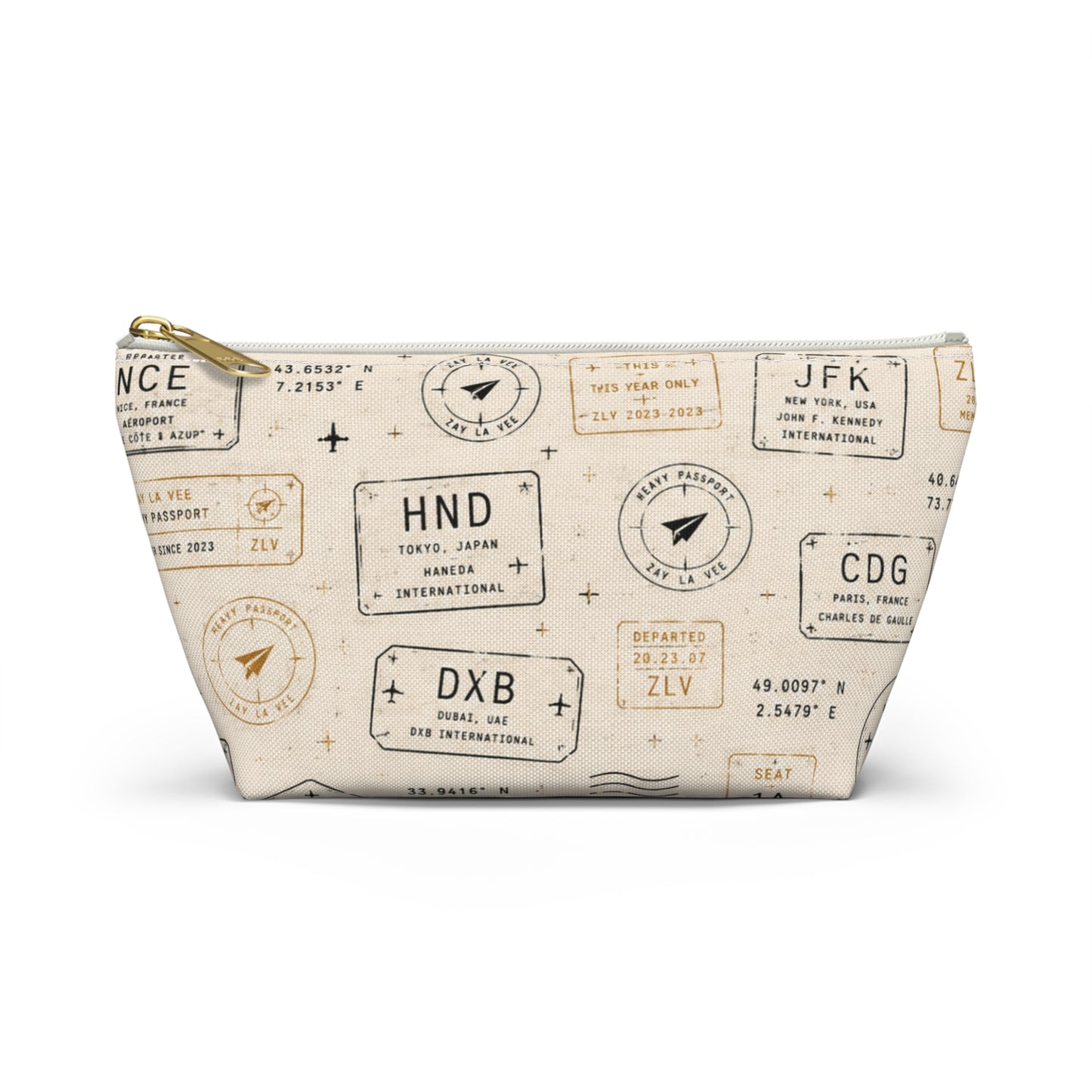 Passport Stamp Travel Pouch – T-Bottom Toiletry & Makeup Organizer