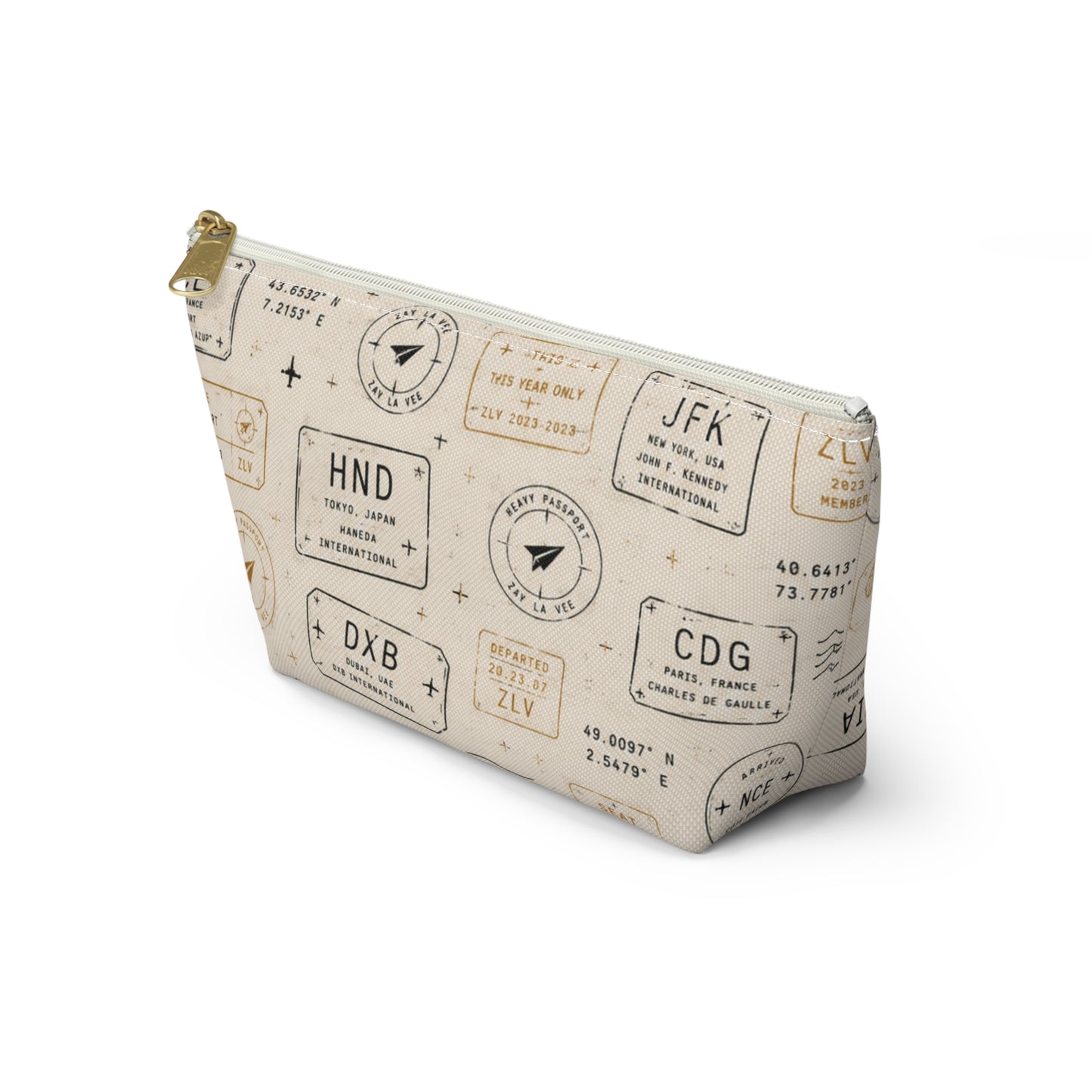 Passport Stamp Travel Pouch – T-Bottom Toiletry & Makeup Organizer
