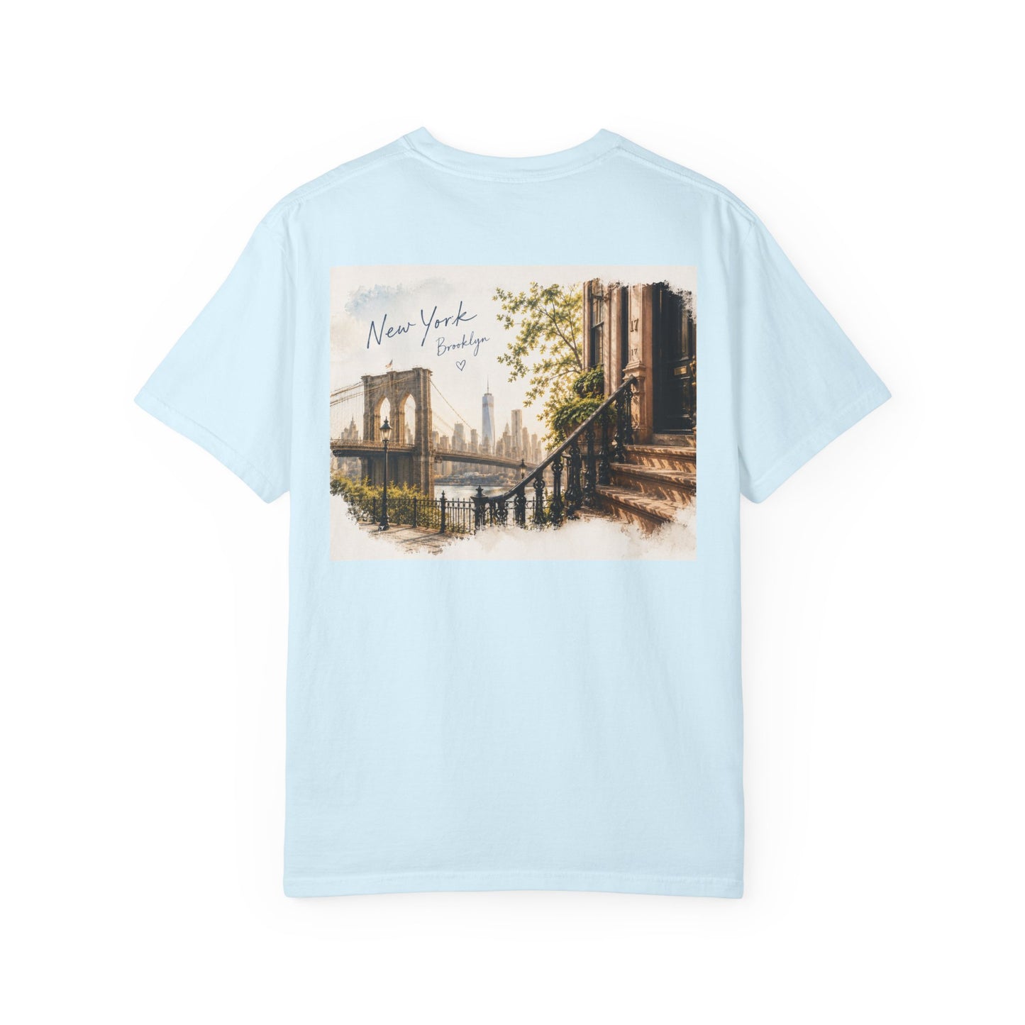 New York – Brooklyn Morning T-Shirt | Vintage Brooklyn Bridge Travel Tee