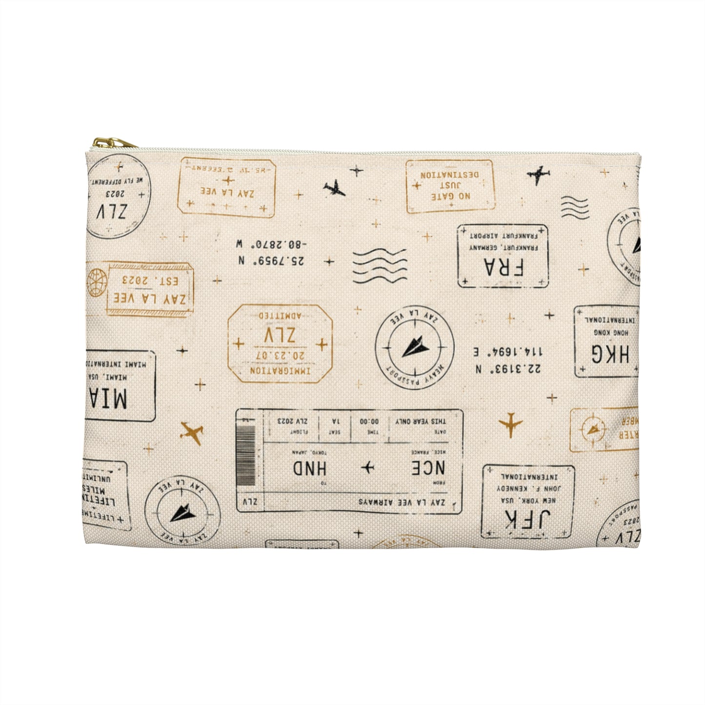 Passport Stamp Travel Pouch – Vintage Boarding Pass Accessory Bag