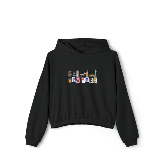 New York Iconic Symbols- Women's Cinched Hoodie