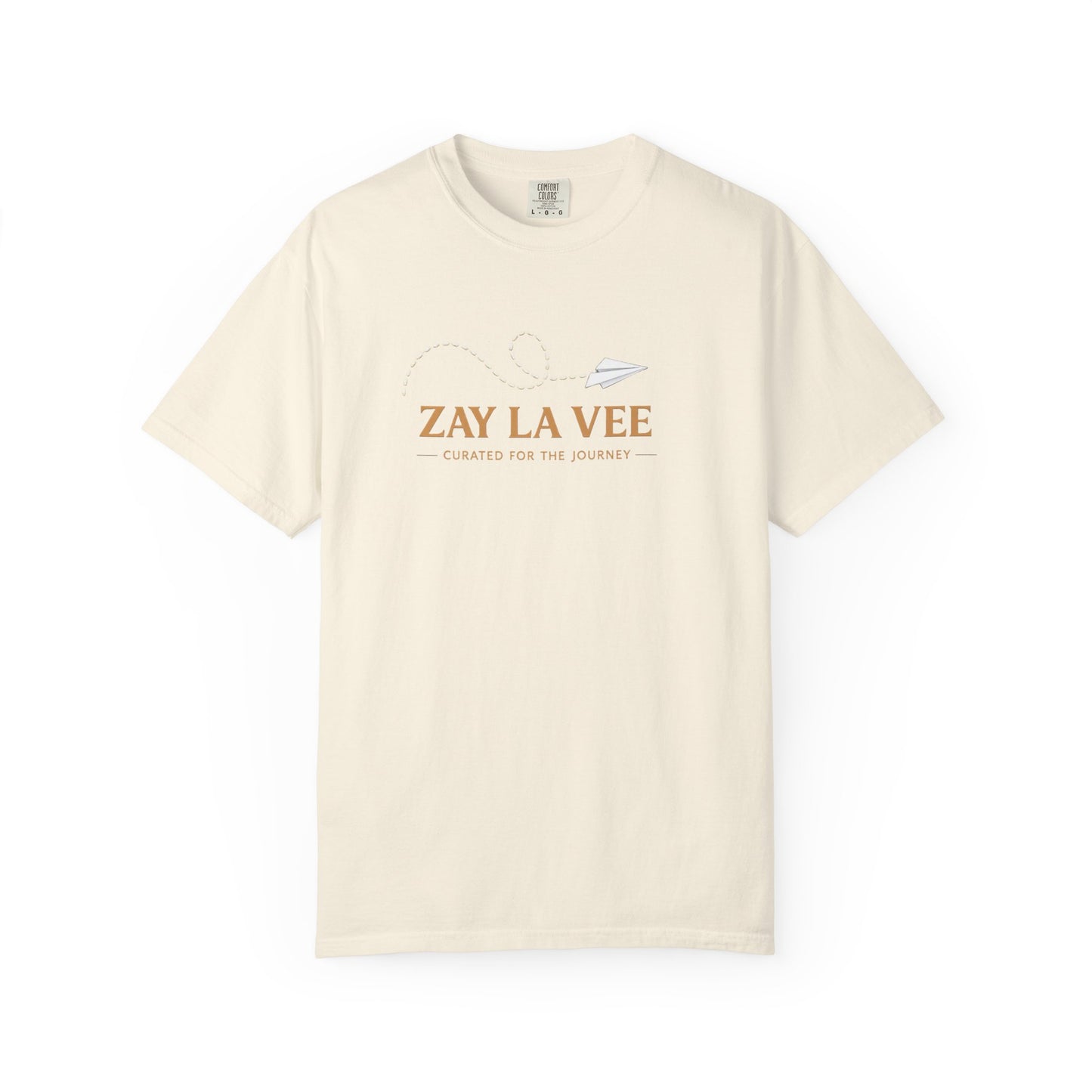 Zay La Vee signature logo garment-dyed t-shirt, ivory flat lay