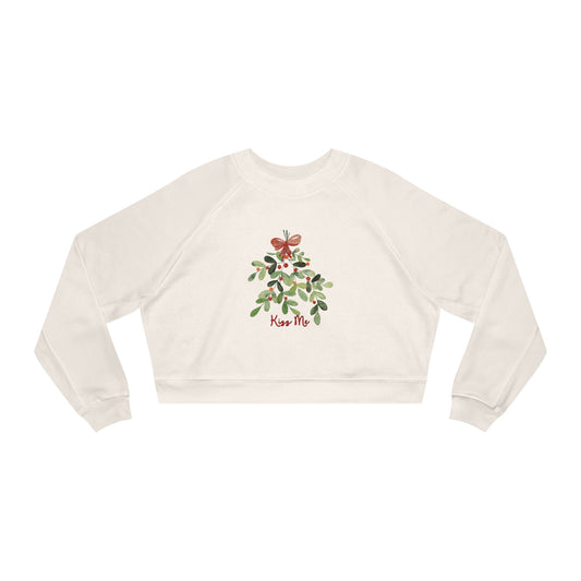 Kiss Mistletoe- Women's Crop Sweatshirt