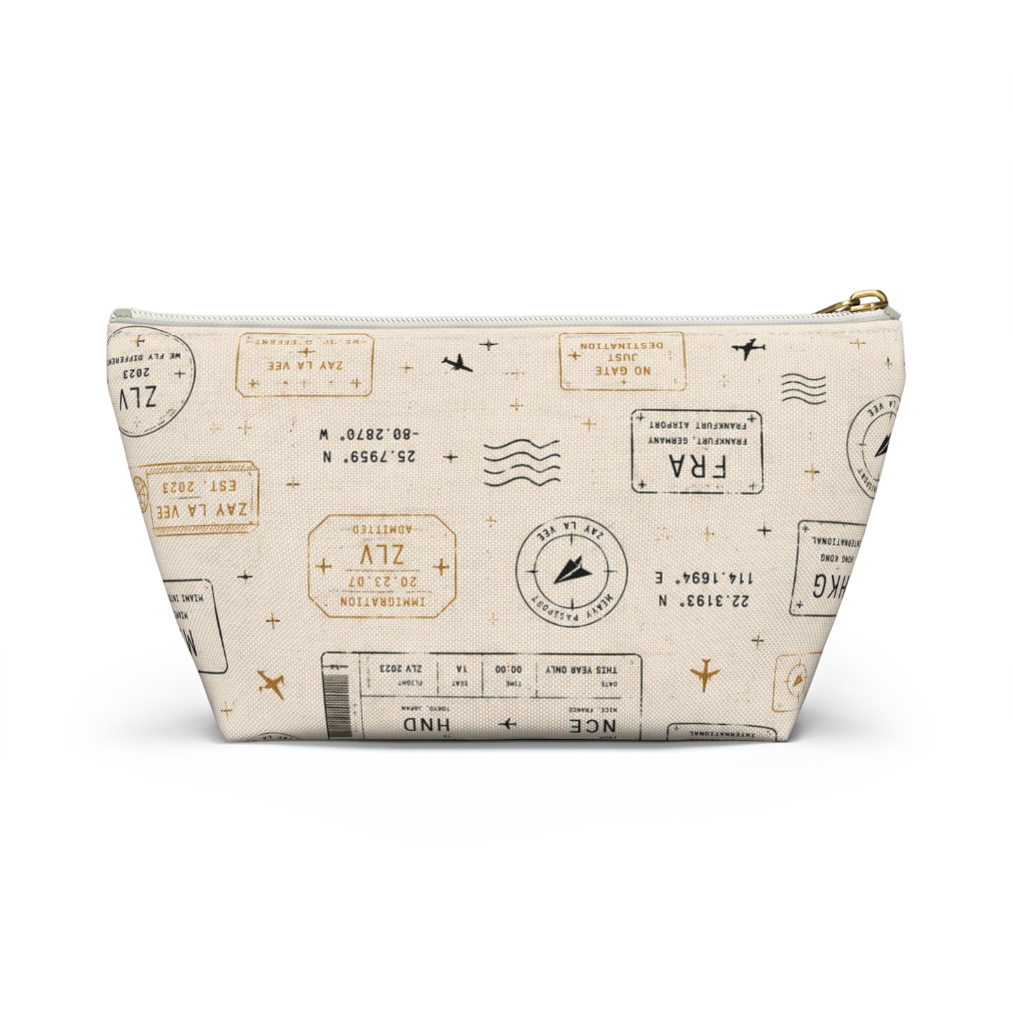 Passport Stamp Travel Pouch – T-Bottom Toiletry & Makeup Organizer