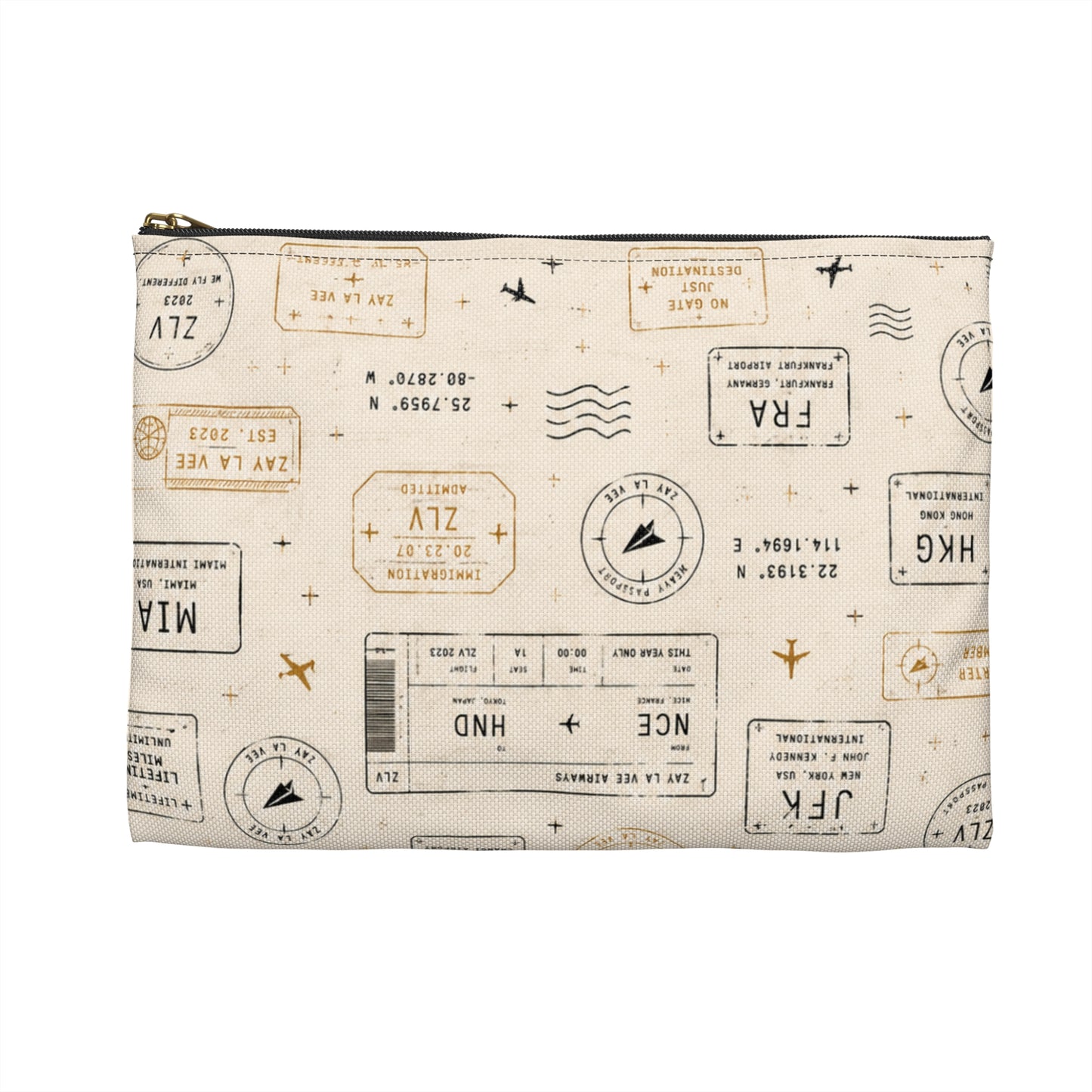 Passport Stamp Travel Pouch – Vintage Boarding Pass Accessory Bag