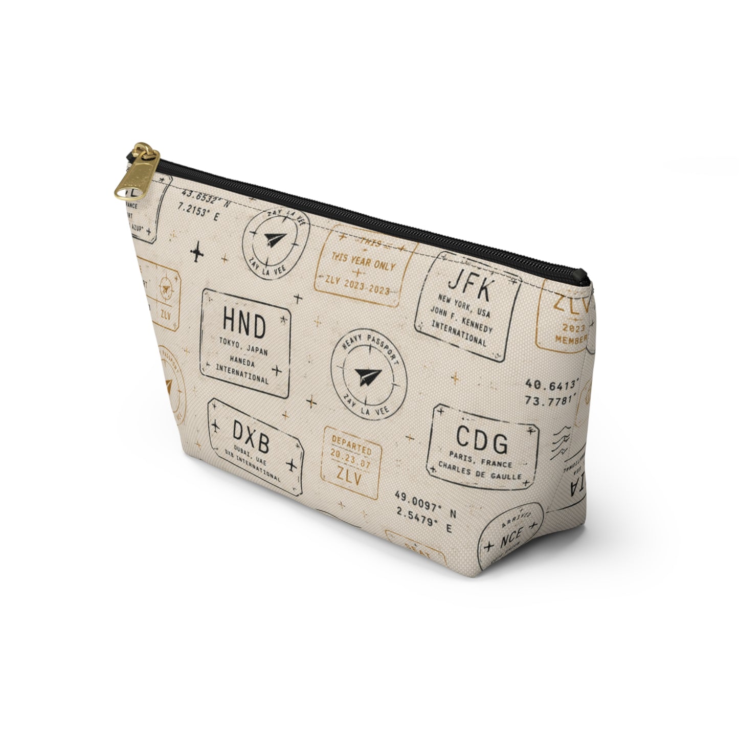 Passport Stamp Travel Pouch – T-Bottom Toiletry & Makeup Organizer